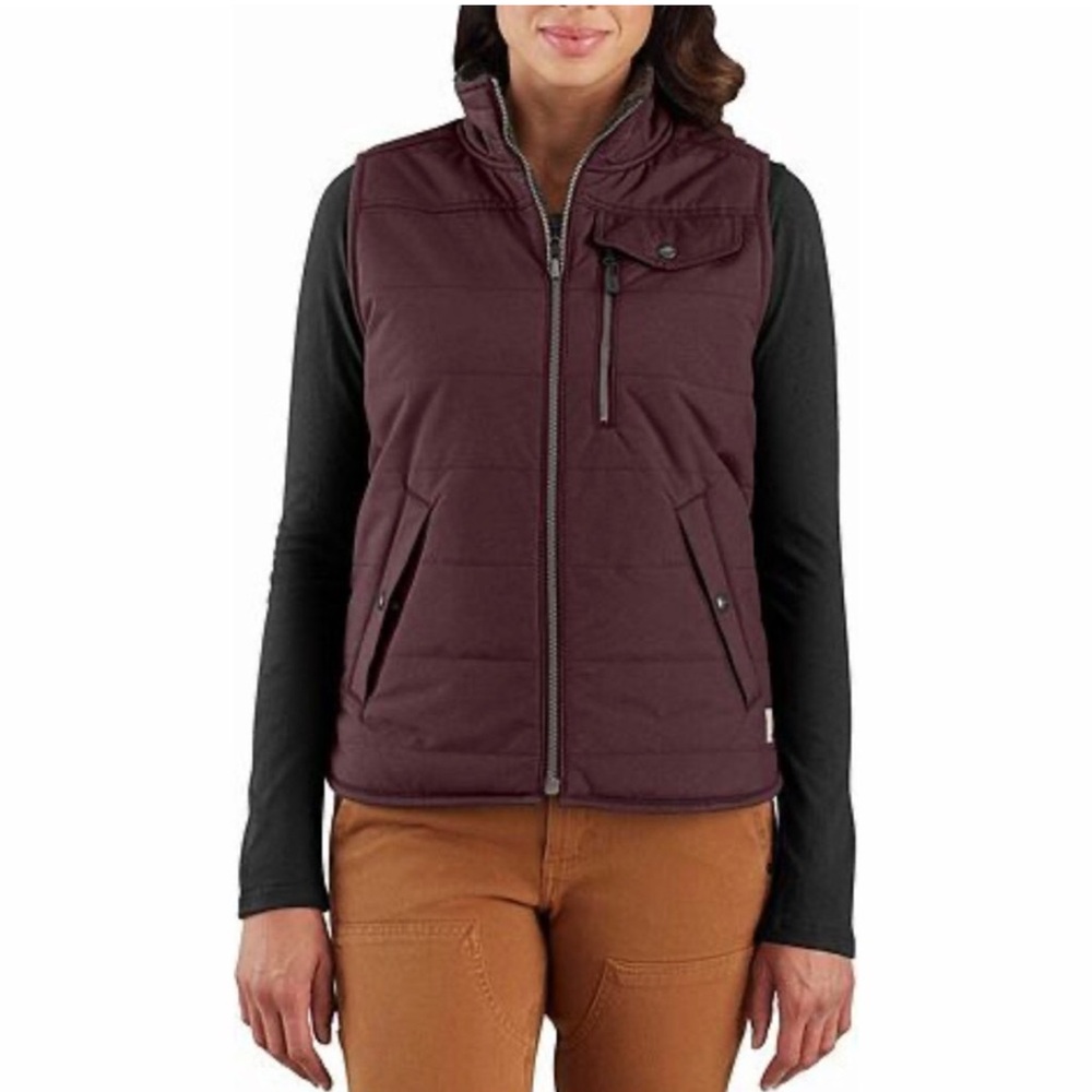 Carhartt Deep Wine Sherpa Lined Reversible Vest Rain Defender